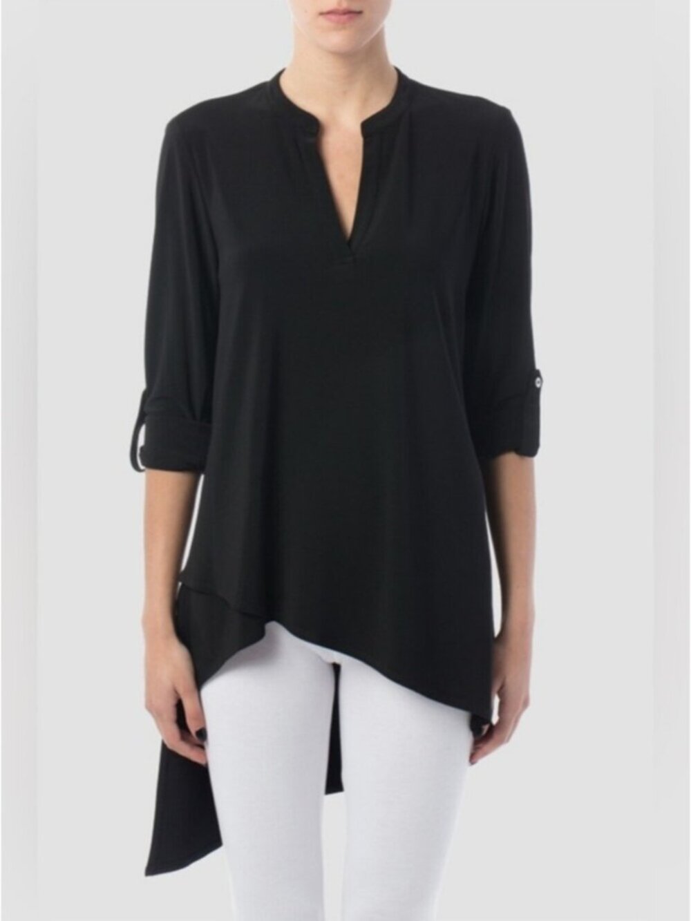 JOSEPH RIBKOFF | Black Asymmetric High-Low Tunic Top Blouse Sz 4
